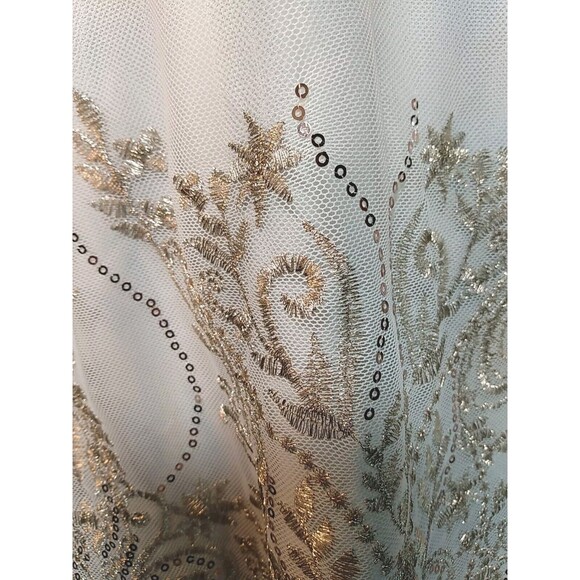 Chenault Women Ivory Mesh Lined‎ Gold Floral Embroidered Tunic Size L - Picture 4 of 8